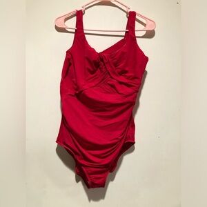 Land’s End Red Swimsuit Draped Front Women Size 14 Summer Vacation Beach